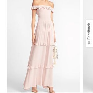 Express Off The Shoulder Ruffle Maxi Dress